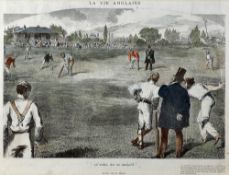 Victorian French Cricket Print 'The English Life' to the top, with the noble game of cricket to