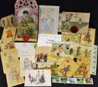 Collection of early 20thc Golfing Greeting Cards, postcards, later first day covers et al - 7x