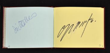 Autograph book containing just over 75 signatures of golfers, football, television and from other