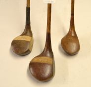 3x Auchterlonie socket head woods to incl a good Dreadnought large headed spoon, D & W