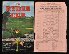 1957 Ryder Cup Programme and draw sheet - played at Lindrick won by the GB&I 7.5 to 4.5 for the