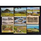 9x various English, Welsh, Irish, US, Canada, North Africa et al golfing postcards - mostly post