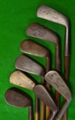 8x various irons to incl to incl Tom Stewart Harry Fernie signature, R Forgan, Gibson Westward Ho!