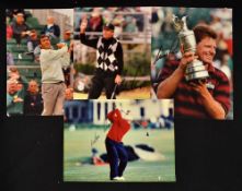 5x Open Golf Champions signed coloured photographs - to incl Seve Ballesteros, Gary player, Nick