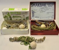 3x various golf ball tethered practice aids to incl early Smakbak Captive Golf c/w original