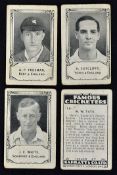 Barratt & Co Famous Cricketers Cigarette Cards with 26 cards with various including folded