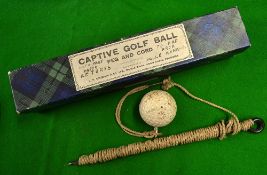 J. P Cochrane"Captive Golf Ball Peg and Cord" practice aid in the makers original tartan box - c/w