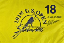 2001 Southern Hills U.S Open Golf Championship 18th hole pin flag signed by the winner Retief