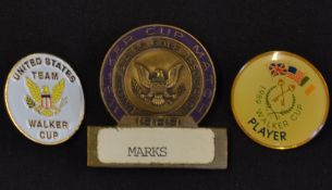 Rare 1989 USGA Walker Cup players name badge - played at Peachtree Golf Club Atlanta Georgia -