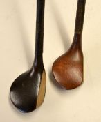 Aitken light brown persimmon scare head brassie and a Ernest Risbro' Sheringham scare head spoon (2)