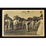 Unusual military golfing postcard - possibly WWI military field hospital with a nurse in the