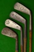 4x Spalding Anvil golf clubs to incl cleeks, mid iron and mashie- 2x with bowed shafts