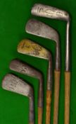 5x Auchterlonie irons - to incl jigger, iron, no. 2 iron, mashie and a putter - 4x stamped D&W