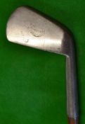 W. Park spade mashie with hand cut central line face markings - makers oval stamp mark to the head