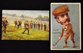 Harry Vardon and the Rt. Hon. AJ Balfour coloured golfing postcards c.1911 - incl Harry Vardon"