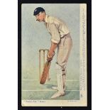 Frank Stanley Jackson Cricket Postcard Vanity Fair Series 1905 postage mark with inscription to