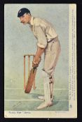 Frank Stanley Jackson Cricket Postcard Vanity Fair Series 1905 postage mark with inscription to