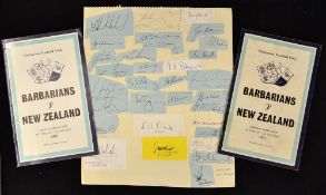 1973 New Zealand All Blacks rugby tour to UK signatures - all signed clipped and laid down on