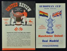 1956/57 Manchester United v Real Madrid European Cup semi-final match programme dated 25 April