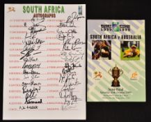 Scarce 1999 Rugby World Cup semi-final South Africa package - for the match against Australia who