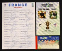 Scarce 1999 Rugby World Cup semi-final France package - for the match against New Zealand and