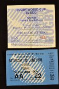 1987 Inaugural Rugby World Cup 3/4th place and semi- final match tickets (2) - to incl a fine blue