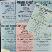 Collection of Chester home football programmes to include 1947/48 Oldham, Darlington, Hull City,