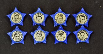 8x Tottenham Hotspur Early 1960s Star Badges with images of players to the centre in blue with