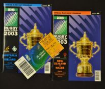 2x 2003 Rugby World Cup programmes and ticket - to incl Australia v Ireland c/w ticket ($140) played