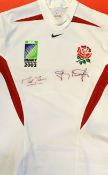 2003 Official England Rugby World Cup signed Nike replica shirt -signed by Jonny Wilkinson and
