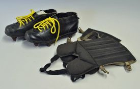 Pair of Early 'Gabet Sports' Football Boots black leather with studs to the bottom, together with