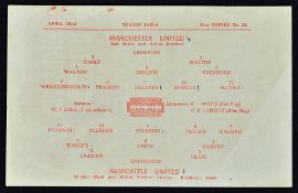 War-time 1945/46 Manchester United v Newcastle Utd match programme dated 22 April 1946, single