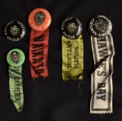 New Zealand Ranfurly Shield rugby lapel badges with ribbons c.1960's - collection of 5x different