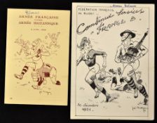 2x late 40's early '50's French Rugby Menus, Military & Political connections: Joe Bridge-