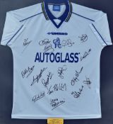 1998-2000 Chelsea Multi-Signed Football Shirt a large away shirt, in white with short sleeves,