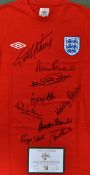 1966 England World Cup Signed Football Shirt with 10 signatures, replica shirt, size M comes with