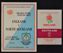 1985 England Rugby tour to New Zealand Programmes - to incl large format bold issue for game v North