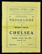 1939/40 War abandoned season, Brentford v Chelsea football programme - F.L. regional league, section