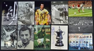 Leeds United Autograph Selection - Don Revie era hand signed to b & w prints, in marker pen, and