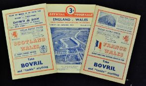 3x 1950 Wales Rugby Grand Slam programmes - v England (A) with very neat team changes, v Scotland
