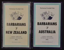 Barbarians v New Zealand 1973 Rugby Programme: 'That issue' for 'that match' at Cardiff, won 23-11
