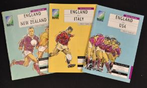 1991 Rugby World Cup England Programmes to incl the Opening Game v New Zealand and 2x group games