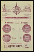 1950/51 Heart of Midlothian v Chelsea friendly match programme at Tynecastle 12 May 1951. Good.