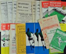 Selection of Bradford Park Avenue football programmes from 1960s onwards such as 1962/63 Millwall,