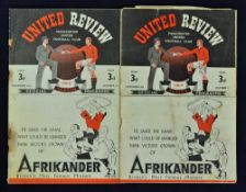 1946/47 Manchester United v Derby County, v Huddersfield Town match programmes, newspaper cutting