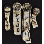 5x Fiji Rugby Badges to New Zealand c.1951/57 : comprising various round lapel picture team