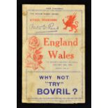 1936 Wales v England Rugby Programme: A fortnight later the two All-Blacks' conquerors met at