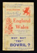 1936 Wales v England Rugby Programme: A fortnight later the two All-Blacks' conquerors met at