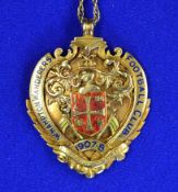 1908 FA Cup Final Wolverhampton Wanderers Gold Winners Medal 18ct gold awarded to E. Barker (