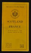 1929 Scotland (6) v France (3) rugby programme - played at Murrayfield on 19th January very slight